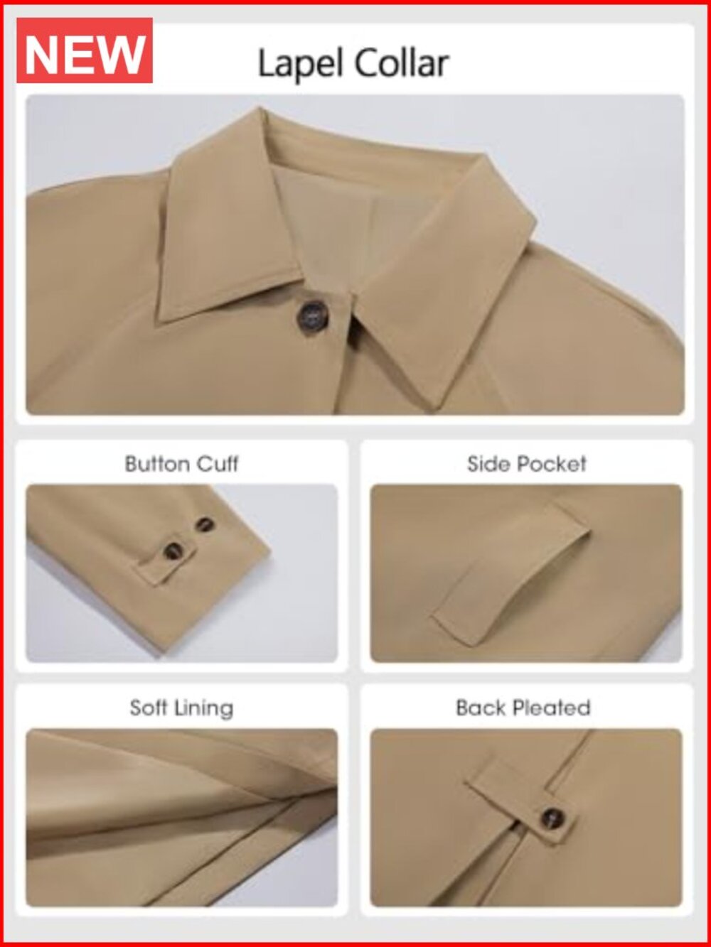 Womens Long Trench Coat Single Breasted Oversized Windproof Classic Lapel Fall - Picture 5 of 7